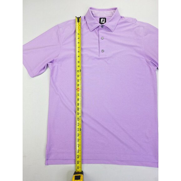 Footjoy Size Medium Mens Lavender Short Sleeve Embroidered Neck Logo Polo - Picture 9 of 10